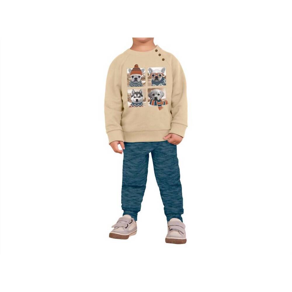 NEW MILON boys festive pups with joggers set in beige